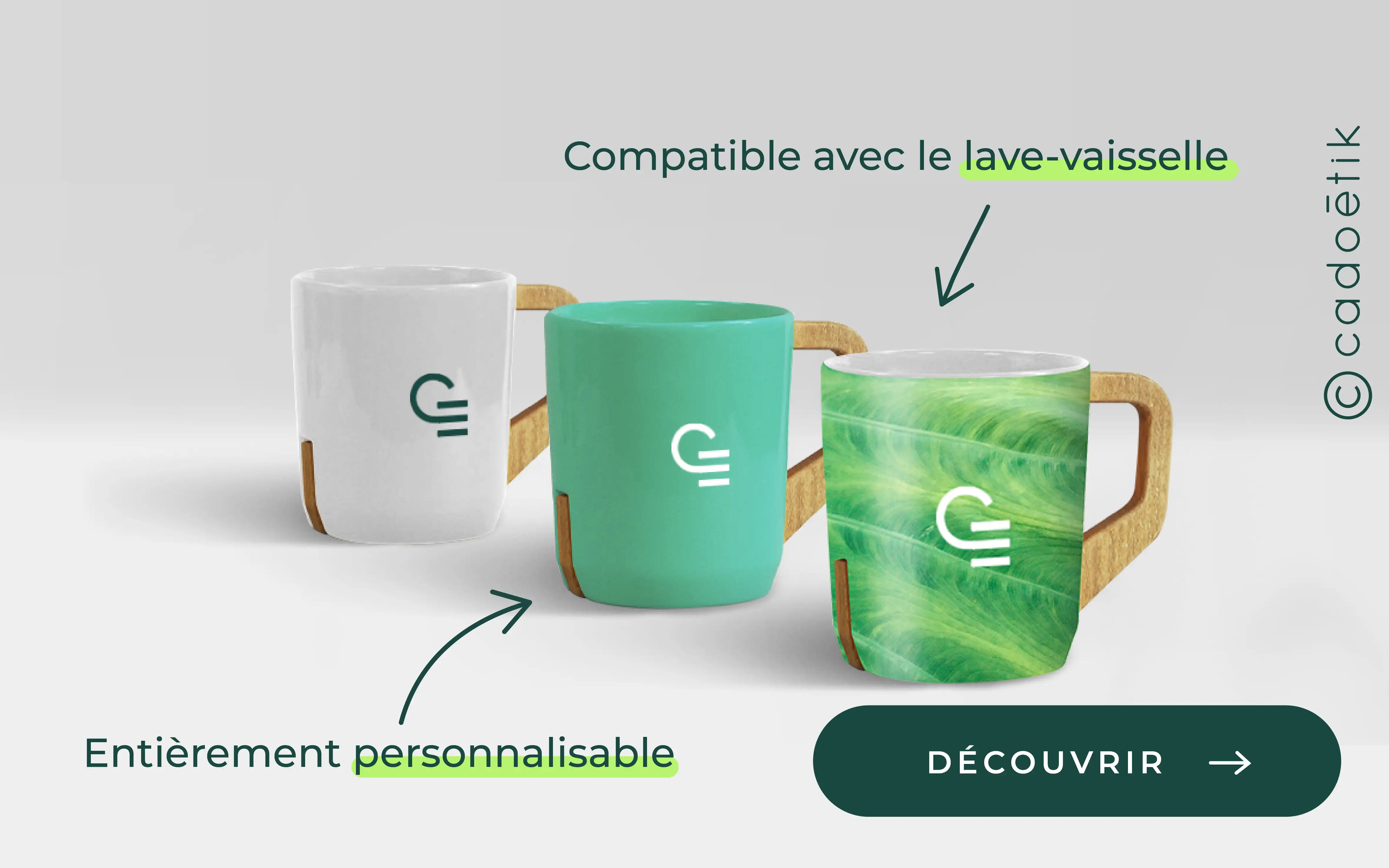 Mug anse bois Tristan personnalisé - mobile