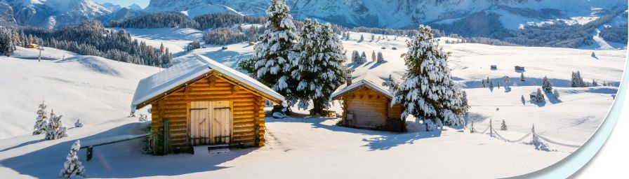 Goodies hiver : chalet dans paysage de neige - Desktop
